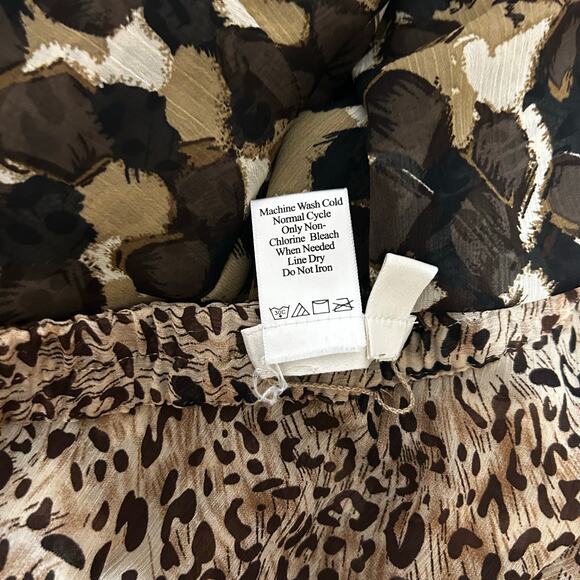 Coldwater Creek Women Maxi Skirt PL Brown Abstract Leopard Flowy Boho Whimsigoth - Picture 8 of 8